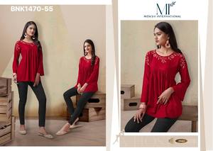 Modern Style 14Kg Rayon with Embroidered Short <b>Kurta</b>-Top Collection Manufacturer from India <b>Woman</b> Fashion Exporter - Product Image 5