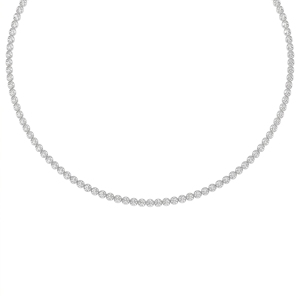 Collier tennis élégant à demi-cerclage avec diamants de laboratoire et naturels, en or 9KT 10KT 14KT 18KT et argent sterling, bijoux pour femme - Product Image 3
