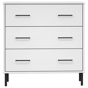Aparador de Madera de Pino Macizo Blanco con Acabado Metálico, Aparador de Tamaño Mediano - Product Image 4
