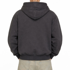 Sudadera con capucha para hombre, de color liso, con cremallera frontal completa, forro polar cálido, cómoda, informal, de tela resistente, corte holgado. - Product Image 2