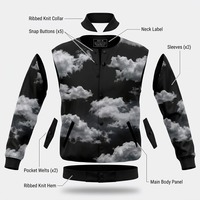 Blouson universitaire noir personnalisé pour homme, col montant uni, coupe-vent, style urbain décontracté, idéal pour l'automne, coupe régulière, en polyester
