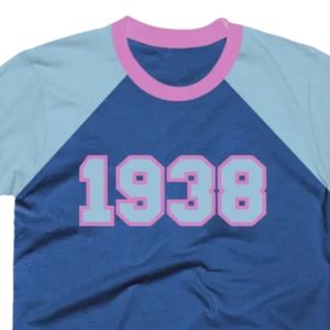 เสื้อยืดคอกลมแขนสั้นสีน้ำเงินกรมท่าและสีฟ้าอ่อน รุ่นปี 1938 แบบยูนิเซ็กส์ ผ้าเนื้อนุ่มใส่สบาย สไตล์ลำลองสองสี - Product Image 3