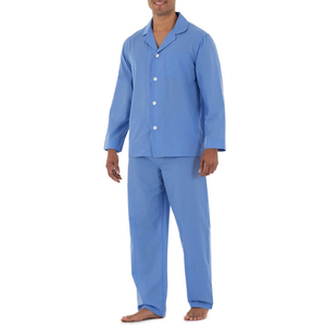Conjunto de pijama de algodón de manga larga para hombre, color azul cielo, suave, transpirable, duradero, venta al por mayor, ropa para el hogar, conjuntos de ropa de dormir para hombre - Product Image 3