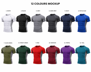 Camisetas de Compresión Blancas de Manga Corta para Hombre, Secado Rápido, Corte Ajustado, Cuello Redondo, Tejido de Lona Transpirable, 180g, Ropa Deportiva - Product Image 6