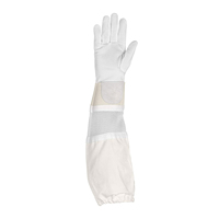 Gants d'apiculture en cuir blanc, longueur coude, avec manchette en maille pour la récolte du miel, la manipulation des ruches et les travaux d'apiculture