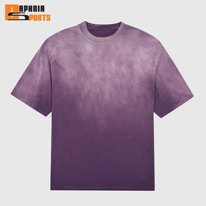 Camisetas Personalizadas con Bordado Desgastado, Lavado Ácido, Efecto Desteñido por el Sol, 100% Algodón, Camiseta Corta de Lujo para Hombre - Product Image 2