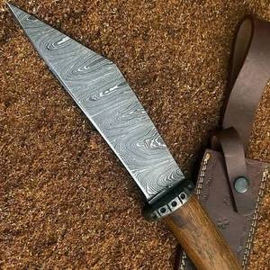 Cuchillo de Caza Hecho a Mano con Punta de Acero de Alto Contenido de Carbono, Mango de Cuero y Funda, Hoja Recta, Disponible ODM OEM - Product Image 5