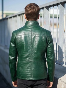 Men's Python Emboss <b>Leather</b> <b>Jacket</b> Premium Cowhide Motorcycle OEM ODM Wholesale Sample Service Available Collection - Product Image 5