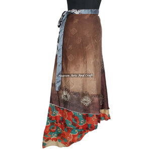 New 2 Layer Beach Wrap <b>Skirts</b> Reversible Vintage Silk Magic 38inch Length Wrap <b>Skirt</b> Halter Tube Dress Hot-sale Ladies Latest - Product Image 1