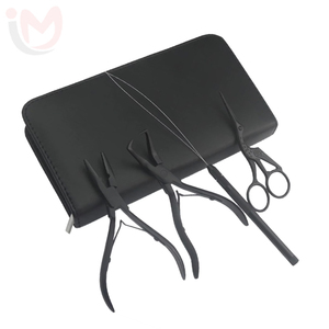 Kit de Coiffure Classique en Acier Inoxydable : Anneaux de Couleur, Perles, Pince à Ouvrir/fermer, Pince à Boucle, Ciseaux à Boucle, Doré - Product Image 1