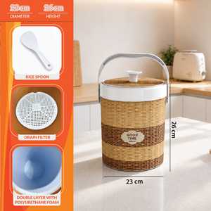 Cubo para Hielo y Arroz Nandos Premium de 8L, Plástico Marrón de Grado Alimenticio, Superficie Resistente a Rayones, Doble Capa Térmica, Ecológico - Product Image 4
