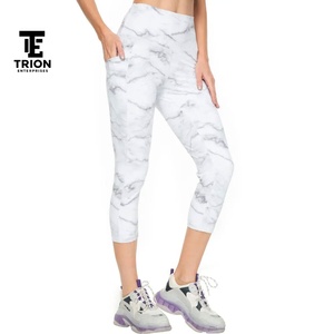 Leggings Capri de Cintura Alta, Color Azul Sólido, Sin Costuras, Elásticos, Transpirables, Deportivos, Pantalones de Yoga para Mujer, para Todas las Temporadas - Product Image 6