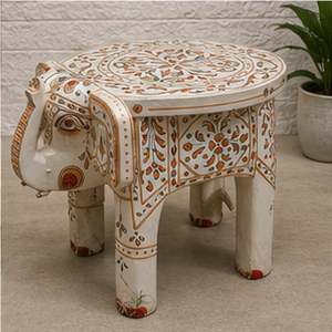Handmade Elephant Shape <b>Stone</b> Figurine With Floral <b>Painted</b> Design For Home Decoration - Product Image 3