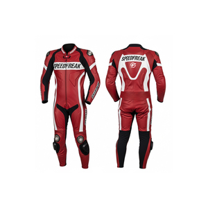 ชุดแข่งรถมอเตอร์ไซค์ Speedfreak สีแดงดำ หนังแท้ แขนยาว สำหรับผู้ชาย ทุกฤดู - Product Image 1