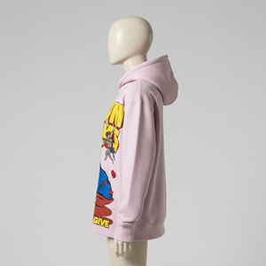 Sudadera con capucha rosa personalizada con estampado gráfico, oversize para hombre, de peso pesado, estilo streetwear, con estampado en relieve de esqueleto, de forro polar, fabricante - Product Image 4