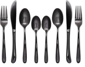 Utensilios de mesa para fiestas, configuración moderna de mesa de comedor, juego de cubiertos de metal reutilizables, vajilla ecológica, resistente a la corrosión - Product Image 2