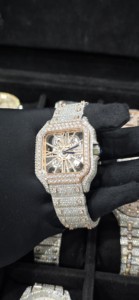 Montre de luxe sport et affaires en acier inoxydable avec diamants Moissanite VVS, cadran carré, chiffres romains, style Hip Hop, mécanique, idéale pour un anniversaire - Product Image 5