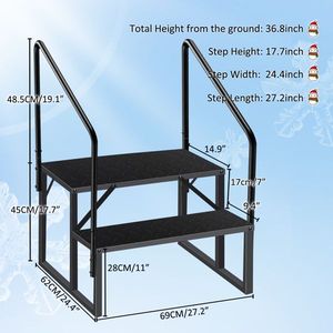 Scaletta per Piscina/SPA per Camper a 2 o 3 Gradini Antiscivolo, Capacità di Carico 660 Libbre, con Corrimano, Accesso a Livello Terra - Product Image 4