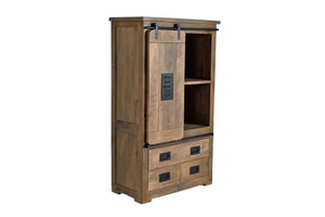 Armario de Almacenamiento con Puerta Corredera de Madera Maciza de Mango, Estilo Industrial Antiguo, Resistente, para Dormitorio o Sala de Estar - Product Image 5