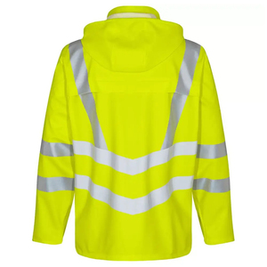 Men's Red Reflective Fleece Safety Jacket Windproof High Visibility Workwear Style with Zipper Closure and Pockets - Product Image 2