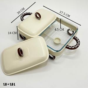 ถาดอุ่นอาหารทรงสี่เหลี่ยมแบบสองชั้นพร้อมฝาแก้วและฐานล้อตกแต่งสำหรับบุฟเฟ่ต์สมัยใหม่ - Product Image 5