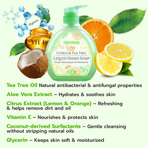 OEM Deep Cleansing Gel Hand <b>Soap</b> Medicated Tea Tree Aloe Vera Citrus Extract Vitamin E <b>Glycerin</b>-Moisturizing Antibacterial - Product Image 3
