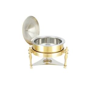 Plat à chafing rond en argent poli avec finition en spirale traditionnelle et repose-couvercle intégré pour la restauration professionnelle et les événements - Product Image 2