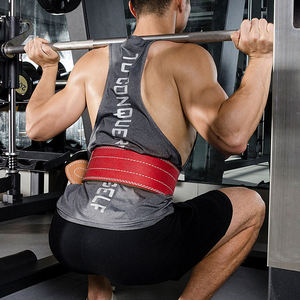 Ceinture de musculation ajustable en cuir naturel avec boucle de fermeture, personnalisable (couleur/logo), pour protection et fitness, blanche - Product Image 1
