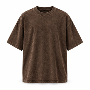 T-shirt Homme Oversize Vintage Délavé Orange Rouille à Manches Courtes, Style Décontracté Streetwear, Uni, Col Rond - Product Image 4