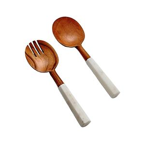 Ensemble de Spatules à Salade en Bois Naturel, 2 Spatules Durables Faites à la Main, Petite Taille, Compatible Congélateur, Mirha International - Product Image 1