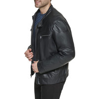 Chaqueta de Cuero de Alta Calidad, Piel de Cordero Genuina, Directo de Fábrica, Talla Grande, Chaqueta de Cuero con Cremallera, a la Moda para Hombre, Abrigos de Cuero