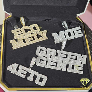 Luxury " Green Genie " <b>Name</b> Pendant <b>Chain</b> Moissanite Diamond Hip Hop Necklace Custom Bling Jewelry For Men - Product Image 6