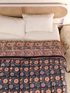 Bohemian Embroidered Floral <b>Quilt</b> Organic Cotton Handmade All Season Home Decor <b>Bedding</b> - Product Image 3