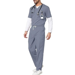 Uniformes Médicos para Hombre, Blusas de Trabajo de Manga Corta con Cuello en V, Uniformes Estampados para Doctores y Cuidadores con Bolsillos - Product Image 3