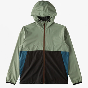 Veste coupe-vent à capuche pour homme, à blocs de couleur, fermeture éclair sur le devant, décontractée, pour l'automne, légère, en polyester, imperméable - Product Image 4