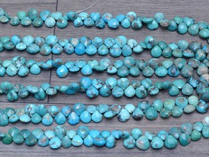 Turquesa facetada de 7mm-8mm en forma de corazón, cuentas briolette de turquesa natural de Arizona, piedras semipreciosas sueltas para la fabricación de joyería. - Product Image 3