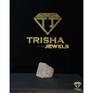 Hip Hop Style Iced <b>Square</b> Ring with VVS Moissanite Diamonds Luxury Bling Jewelry Piece by Trisha Jewels - Product Image 5