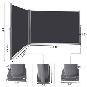 Tenda Laterale Retrattile Doppia Pieghevole 237 X 63 Pollici per Patio Esterno - Product Image 4