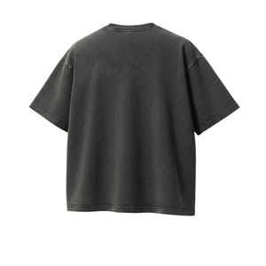 เสื้อยืดโอเวอร์ไซส์สีดำคุณภาพสูงสำหรับผู้ชาย ผ้าฝ้ายฟอกกรด พิมพ์ลายตามสั่ง สไตล์สตรีทแวร์ลำลอง แฟชั่นฤดูร้อน เสื้อยืดลายกราฟิก - Product Image 3