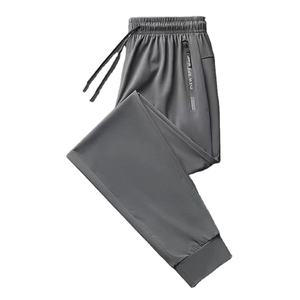 Pantalon Strech à Séchage Rapide pour Homme Pantalon en Soie Glacée Couleur Unie Taille Moyenne Coupe Ample Jambe Droite Pantalon Décontracté Sport Mince - Product Image 4