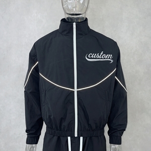 Sweat à capuche coupe oversize en nylon personnalisé, coupe carrée, coupe-vent, broderie, fermeture éclair, pour hommes - Product Image 6