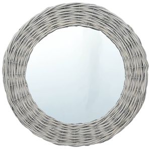 Espejo con Marco de Mimbre de Ratán Natural, Espejo de Vidrio de 31.5 Pulgadas de Diámetro, Mimbre de Ratán Natural - Product Image 1
