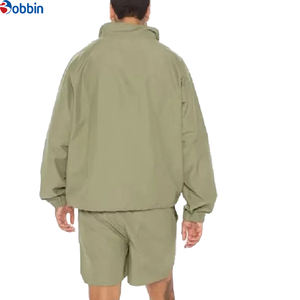 Comfortable Custom Logo Half <b>Zip</b> up Jacket Nylon Sports Shorts Sets Tracksuits Custom Unisex <b>Zip</b>-Up Knee-Length Windbreaker Set - Product Image 2