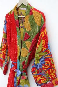 Nueva llegada Kantha Vintage algodón abrigo Kimono chaqueta algodón Multicolor Vintage kantha chaqueta acolchada para mujer - Product Image 6