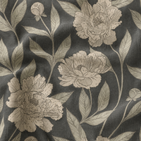 Bio-Kammgarn-Baumwoll-Leinen-Mischgewebe mit Vintage-Blumenmuster - Umweltfreundlicher Antibakterieller Stoff in Mittlerer Stoffstärke
