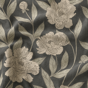 Tissu en toile de lin vintage à motif floral botanique, mélange de coton peigné biologique et de lin - Écologique, antibactérien, poids moyen - Product Image 5