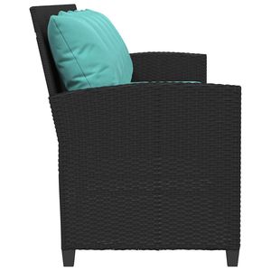 5 Seater <b>Black</b> Poly Rattan Patio <b>Sofa</b> With Cushions Outdoor <b>Garden</b> <b>Sofa</b> Set Contemporary Design - Product Image 5