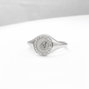 Bagues personnalisées en or massif 14 carats avec diamant de laboratoire, bague initiale gravée, bague monogramme, cadeau pour maman - Product Image 3
