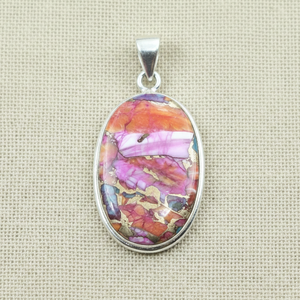 Oyster Copper Turquoise 925 Sterling Silver Pendant Oval Handmade Jewelry Rose Gold Yellow Gold Plated Necklace <b>Gift</b> Women <b>Her</b> - Product Image 5