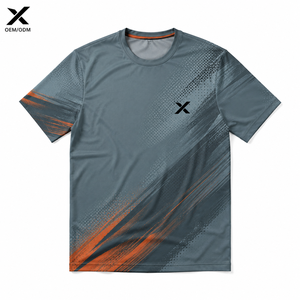 T-shirt de sport à séchage rapide pour homme X Sports City, manches courtes, imprimé géométrique, col rond, vêtements de sport, coupe régulière, été X - Product Image 1
